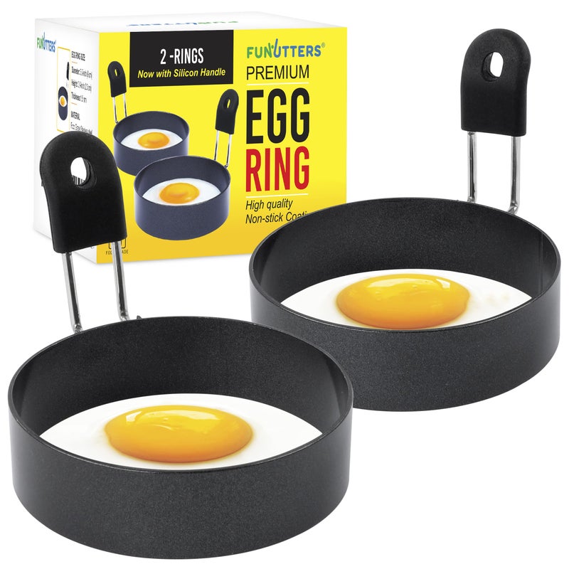 FUNUTTERS Egg Rings, 3.5'', Nonstick, Professional and Large, Stainless Steel Omelet/Egg Rings For Frying Eggs and Egg Mcmuffins, Egg Mold For Breakfast, Mini Pancakes, and Fried Eggs - Image 1